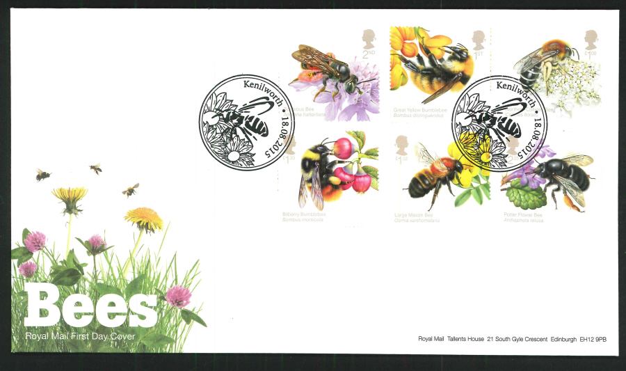 2015 Bees Set First Day Cover, Honeybourne, Evesham Postmark - Click Image to Close